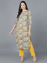 Women Cotton Grey Printed Kurtas